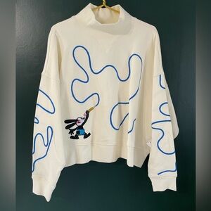 NWT Disney Oswald Lucky Rabbit Drawing Womens Pullover Sweatshirt Sz XL